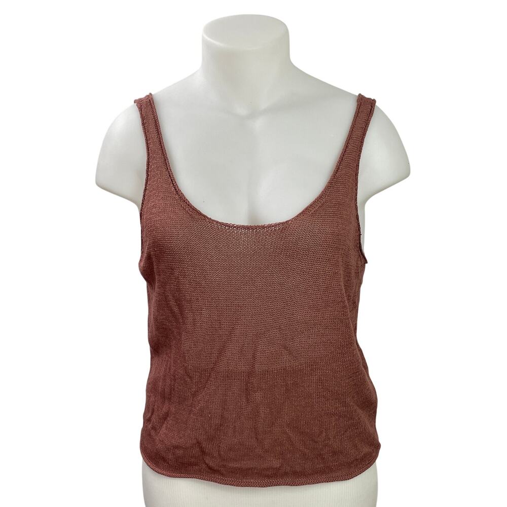 Zara Marsala Women's Brown Sleeveless Knit Scoop Neck Swaeter Tank Top Size XL